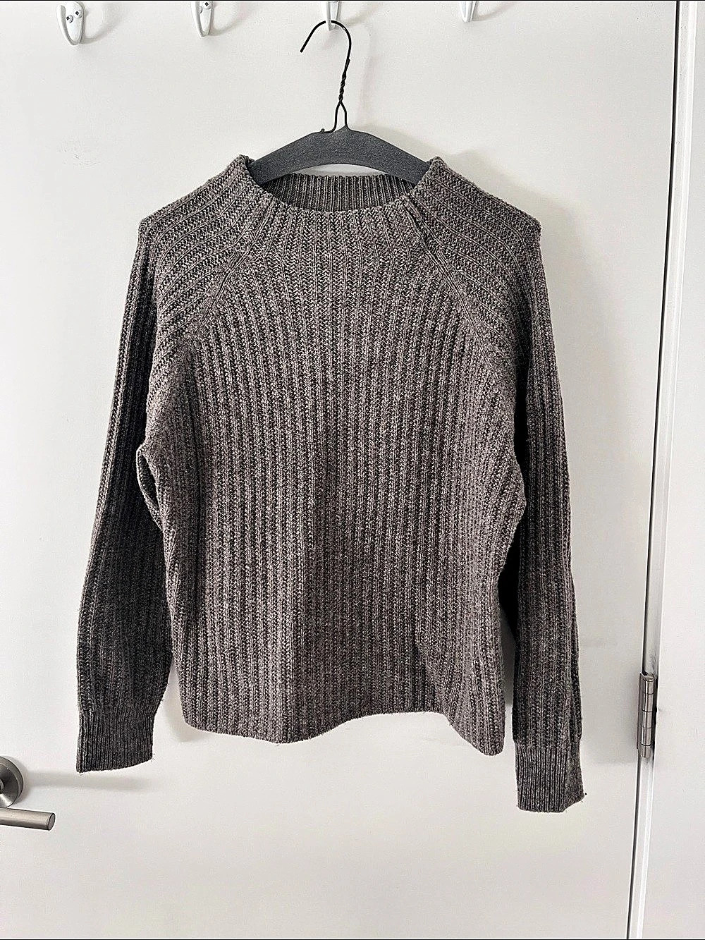 MUJI Washable Wool Mock Neck Ribbed Sweater